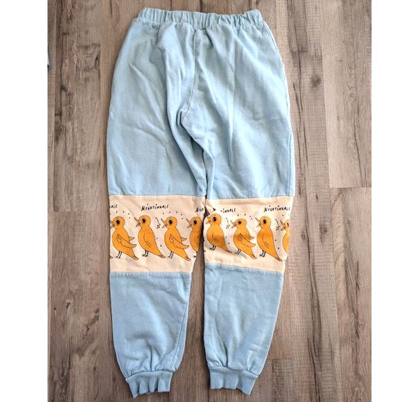 Mini Rodini Light Blue Sweatpants with Yellow Bird Print - Picture 5 of 5